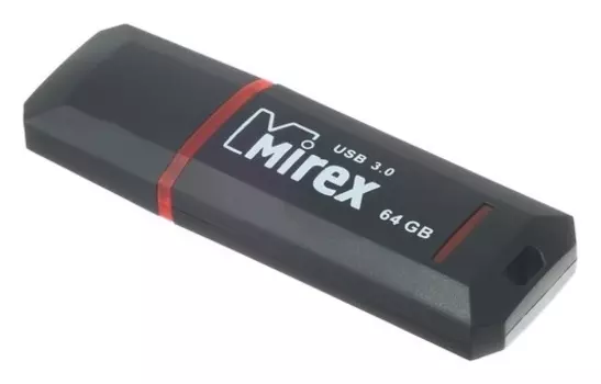 Флешка Mirex Knight Black, 64 Гб, Usb3.0, чт до 140 мб/с, зап до 40 мб/с, черная