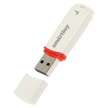 Флешка Smartbuy Crown White, 8 Гб, Usb2.0, чт до 25 мб/с, зап до 15 мб/с, белая