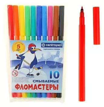 Фломастеры 10 цветов Пингвины