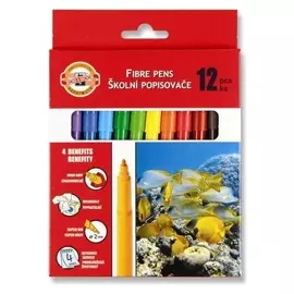 Фломастеры 12 цветов Рыбки, смываемые, трёхгранные