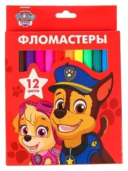 Фломастеры, 12 цветов, в картонной коробке, Paw Patrol