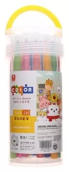 Фломастеры 24 цвета мягкая кисть в тубусе