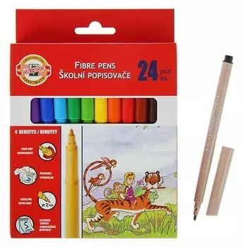 Фломастеры 24 цвета смываемые трёхгранные, картонная упаковка