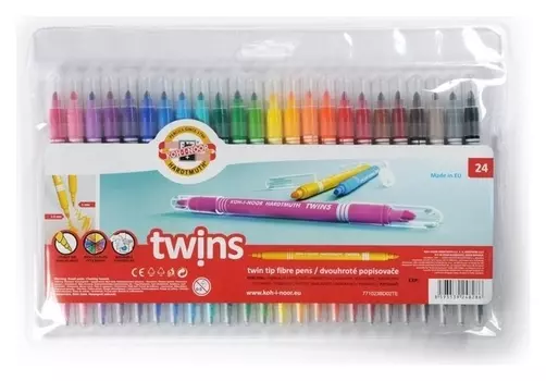 Фломастеры 24 цвета Twins, двусторонние