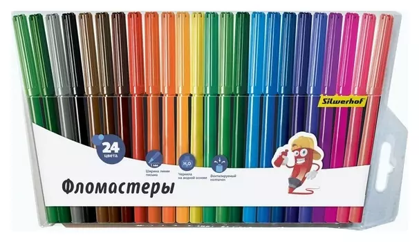 Фломастеры 24цв, пакет с европодвес 867219-24