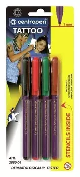 Фломастеры 4 цвета Tetovaci, 16 трафаретов