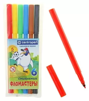 Фломастеры 6 цветов Пингвины