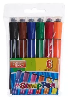 Фломастеры, 6 цветов, «Полоски», толстые, в блистерной упаковке, вентилируемый коппачок