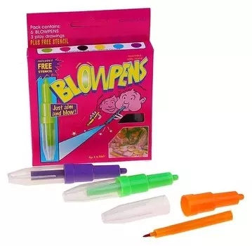 Фломастеры, 6 цветов, с трафаретами, Blowpens