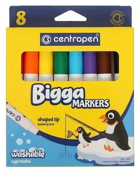 Фломастеры Bigga Markers, 8 цветов, утолщенные, смываемые