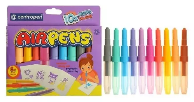 Фломастеры-блопены 10 цветов, Centropen 1500/10 Airpens Pastel Colours