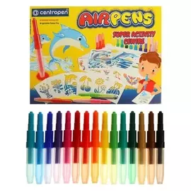 Фломастеры-блопены 15 цветов, Centropen 1500/15 Airpens Super Activity