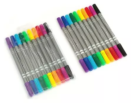 Фломастеры двусторонние, 10 цветов