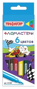 Фломастеры Гонщики 6 цветов вентилируемый колпачок