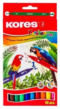 Фломастеры Kores 10цв,двусторон,вент.колп, 29021