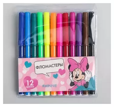 Фломастеры «Minnie», 12 цветов, минни маус