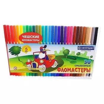 Фломастеры Пингвины 30 цветов
