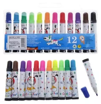 Фломастеры с дизайном 12 цветов