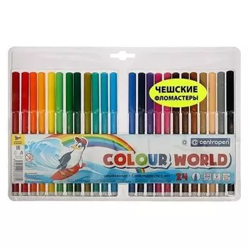 Фломастеры смываемые Colour World, 24 цвета