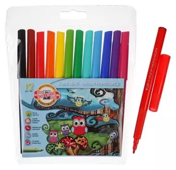 Фломастеры смываемые, трехгранные Совы, 12 цветов