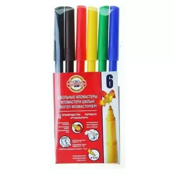 Фломастеры трехгранные 6 цветов "Звери"