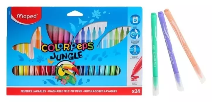 Фломастеры утолщенные 24 цвета Jungle