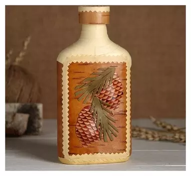 Фляжка «Шишки», 4х8,5х17 см, береста