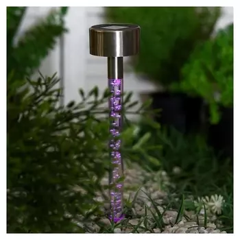 Фонарь садовый на солнечной батарее "Акрил пузырики" 36.5 см, D-5.5 см, 1 Led, металл, RGB