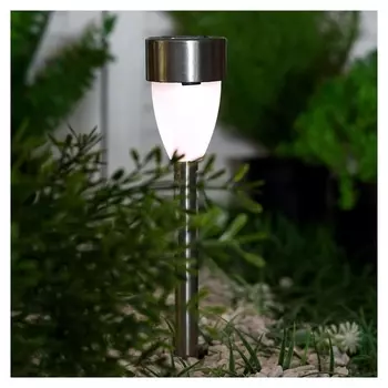 Фонарь садовый на солнечной батарее "Матовый" 36,5 см, D-5,5 см, 1 Led, металл, белый