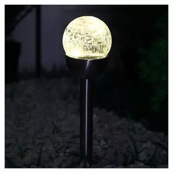 Фонарь садовый на солнечной батарее "Шар света" 36,5см, D-6см, 1 Led, металл, т-белый