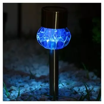 Фонарь садовый на солнечной батарее "Узор грани" 35 см, D-6 см, 1 Led, металл, синий