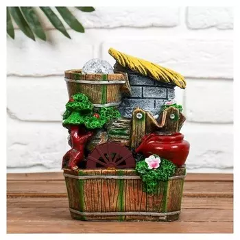 Фонтан Домик с корзиной 11*13*18 см (С подсветкой)