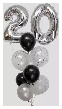 Фонтан из шаров «20 лет», латекс, фольга, 11 шт.