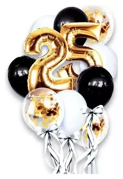 Фонтан из шаров «25 лет», с конфетти, латекс, фольга, 11 шт.