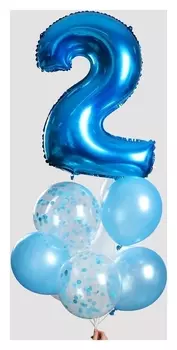 Фонтан из шаров "2 годика", для мальчика, с конфетти, латекс, фольга, 10 шт.