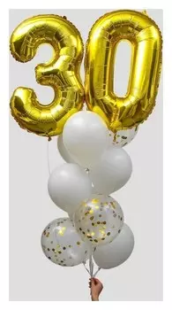 Фонтан из шаров "30 лет", с конфетти, латекс, фольга,10 шт.