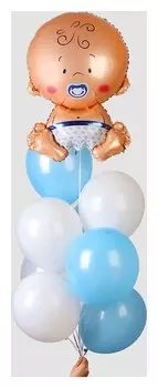 Фонтан из шаров "Сыночек", латекс, фольга, 8 шт.