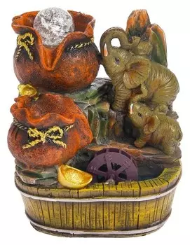 Фонтан настольный полистоун от сети "Слоны с мешками золота" 19х16,5х13 см