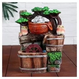 Фонтан "Семейка совушек" 13х17х25 см (С подсветкой)