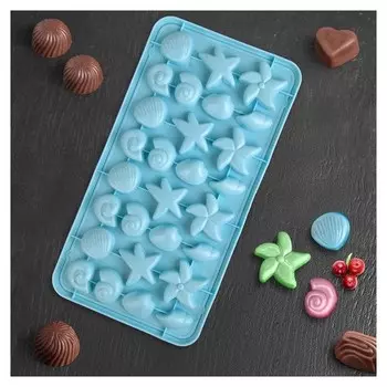 Форма для льда и шоколада 28×14,5 см «Морское дно», 28 ячеек