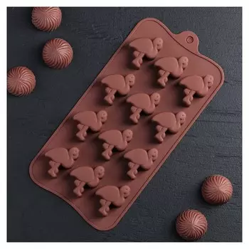 Форма для льда и шоколада «Фламинго», 20×10,5 см, 12 ячеек (3,5×2,6×1,5 см), цвет шоколадный