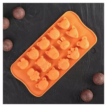 Форма для льда и шоколада «Мордашки», 21×10,5 см, 15 ячеек (2,5×2,3 см)