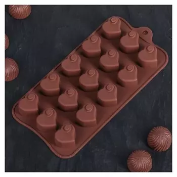 Форма для льда и шоколада «Сердцеедка», 15 ячеек, цвет шоколадный