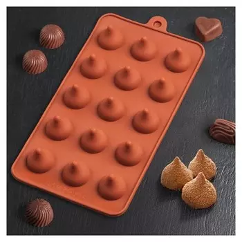 Форма для льда и шоколада «Трюфель», 15 ячеек (d=2,2 см), 20,5×10,5 см, цвет шоколадный