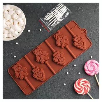 Форма для леденцов и мороженого 25×9,5 см «Ангел и демон» с палочками, 6 ячеек (5×3 см)