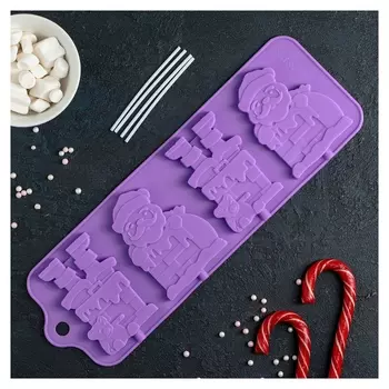 Форма для леденцов и мороженого 36×12 см "Дед Мороз", 4 ячейки