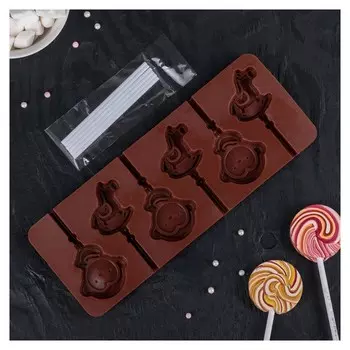 Форма для леденцов и мороженого «Детство», 6 ячеек, 24×9,5×1 см, с палочками