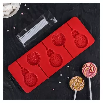 Форма для леденцов и мороженого «Улыбка», 5 ячеек, с палочками, 24 × 9,5 см