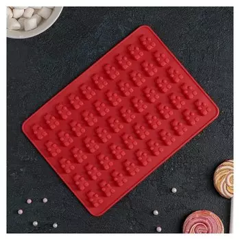 Форма для мармелада доляна «Сладкие мишки», 18,8×13,8 см, 50 ячеек (1,8×1,1 см)