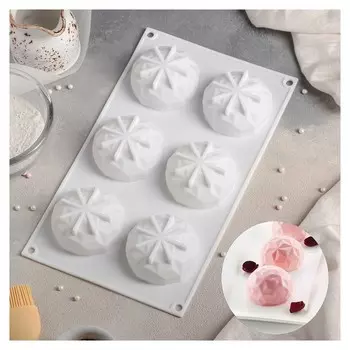 Форма для муссовых десертов и выпечки «Кристалл», 29,5×17 см, 6 ячеек, цвет белый